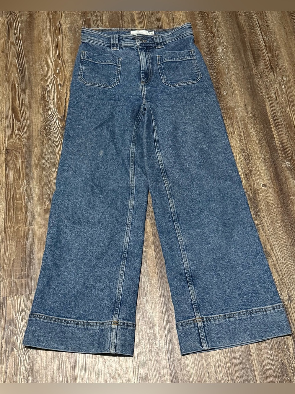 Paris Ateleir & Other Stories Wide Leg Cropped Jeans Women's 2 Patch Pocket